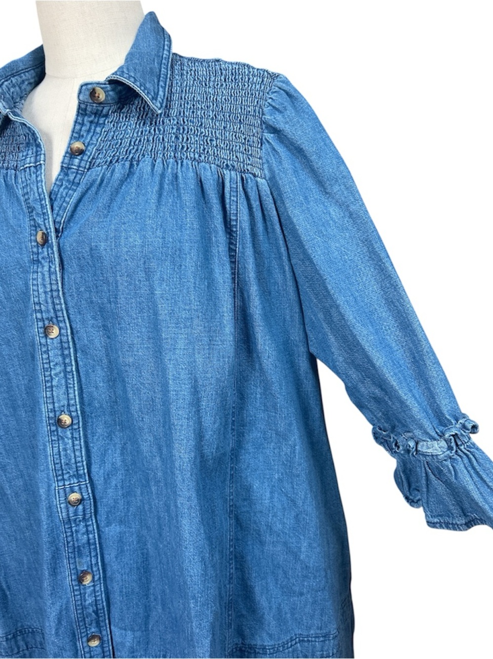 Free People Vanessa Denim Tunic Dress in Indigo Blue Size Medium Boho Western - Picture 3 of 6